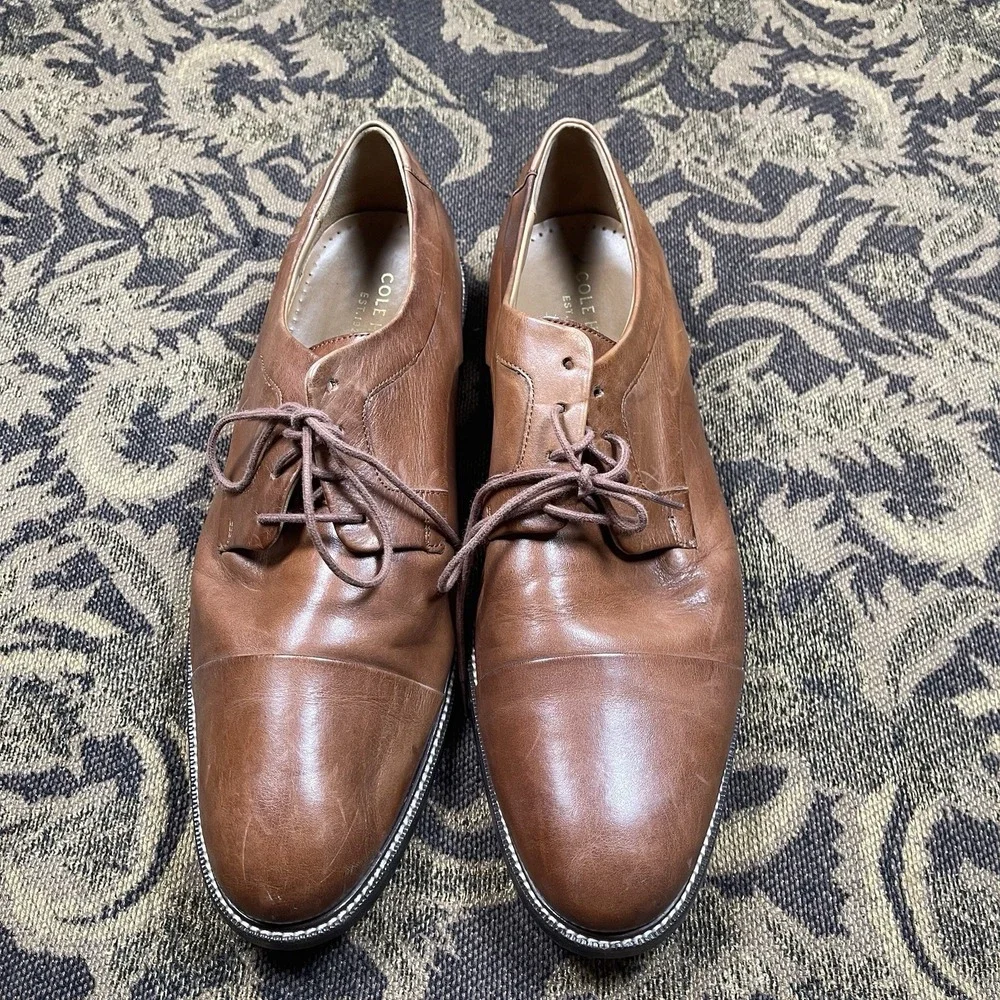 Cole Haan Shoes Mens 10.5 M Grand OS Oxford Brown Leather Cap Toe Warren C20153